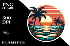 Retro Tropical Beach Sunset PNG Product Image 2