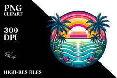 Retro Tropical Rainbow Sunset, High-Res PNG Product Image 2