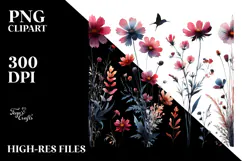Watercolor Wildflower Silhouettes PNG Product Image 2