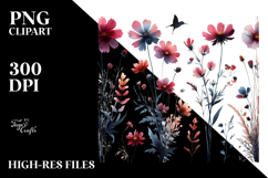 Watercolor Wildflower Silhouettes PNG Product Image 2