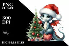 Baby Dragons Decorating Christmas Tree PNG Product Image 2