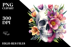 Cute Flower with Spring Flowers and Skull, Symbolic PNG Product Image 2