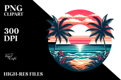 Retro Tropical Beach Sunset PNG Product Image 2