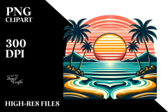 Retro Tropical Beach Sunset PNG Product Image 2