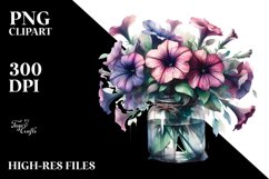 Abstract Jar Petunia Sublimation Clipart Product Image 1