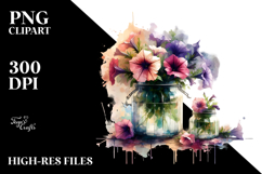 Abstract Jar Petunia Sublimation Clipart Product Image 2