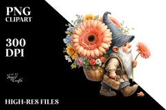 Detailed Gnome with Gerbera Bouquet Clipart Product Image 3