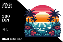 Retro Tropical Sunset Tshirt Design PNG Product Image 2