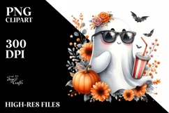 White Background Orange Accents Cute Flower PNG Product Image 1