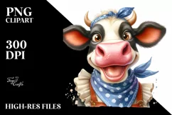 Cow Enthusiastic Goofy Smile Caricature Product Image 1