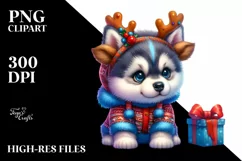a Cute Watercolor Siberian Husky PNG Product Image 1
