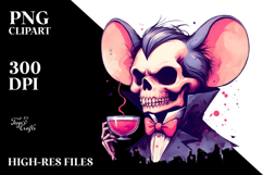 Simplistic Halloween Vampire Skull Jerry Mouse PNG Product Image 2