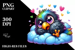 Colorful Baby Raven PNG Product Image 1