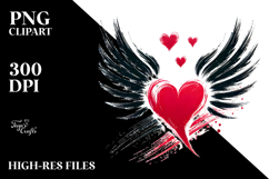 Simple Heart with Wings PNG Product Image 2