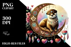 Adorned Otter on Moon, Transparent PNG Product Image 2