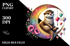 Adorned Otter on Moon, Transparent PNG Product Image 2