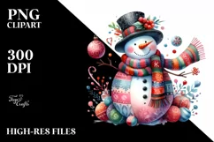 Colorful Snowman with Scarf PNG Product Image 2