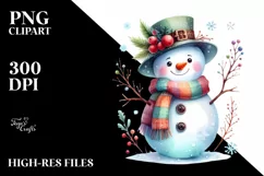 Colorful Snowman with Scarf PNG Product Image 2