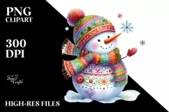 Colorful Snowman with Scarf PNG Product Image 2
