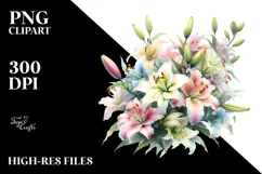 Colorful Lily Watercolor PNG Product Image 2