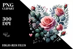 Watercolor Roses Heart PNG Product Image 2