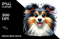Watercolor Cute Cartoon Collie PNG Product Image 2