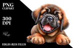 Baby Mastiff with Floral PNG Product Image 2