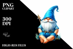 Digital Painting Gnome with Blue Accents | Clipart Product Image 1