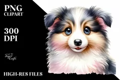 Cute Baby Collie Watercolor Clipart Product Image 1