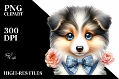 Cute Baby Collie Watercolor Clipart Product Image 3