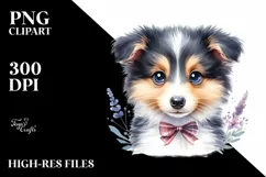 Cute Baby Collie Watercolor Clipart Product Image 3