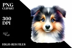 Cute Baby Collie Watercolor Clipart Product Image 3