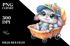 Goofy Baby Rabbit in Cradle PNG Product Image 2