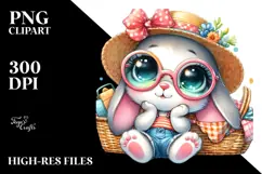 Goofy Baby Rabbit in Cradle PNG Product Image 2