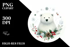 Simple Watercolor Christmas Polar Bear PNG Product Image 1
