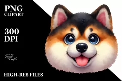 Funny Akita Watercolor Clipart Product Image 1