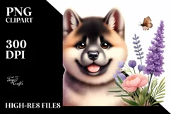 Funny Akita Watercolor Clipart Product Image 1