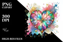 Colorful Hearthglass on Splashy Background PNG Product Image 2