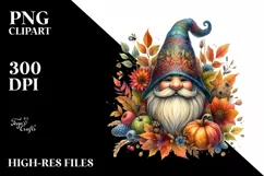 Detailed Vibrant Autumn Gnome, PNG Product Image 1