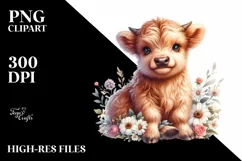 Cute Baby Highland Cow | Clipart Product Image 1