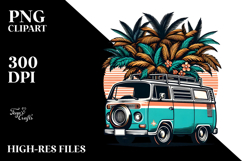 Retro Tree Van Clipart Product Image 2