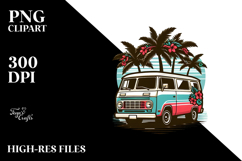Retro Tree Van Clipart Product Image 2