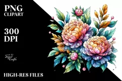 Detailed Vibrant Pastel Wooden Small Stained Peonies, Product Image 1