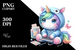 Cute Baby Unicorn Programmer Clipart Product Image 3