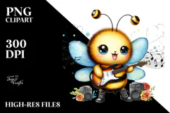 Cute Baby Bee with Rocker Look PNG Product Image 2