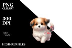 Colorful Cute Dog Tumbling with Petals | Clipart Product Image 1