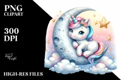Moon Baby Unicorn | Clipart Product Image 3