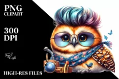 Baby Owl with Cool Haircut PNG Product Image 1