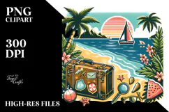 Retro Tropical Island Suitcase, 20 oz Tumbler Product Image 2