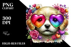 Puppy with Sunglasses and Heart Sign PNG Product Image 2